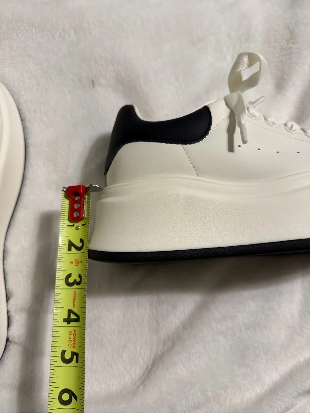 Beau Today White Platform Sneakers with Black Heel Collar - Women's Lace-Up-8